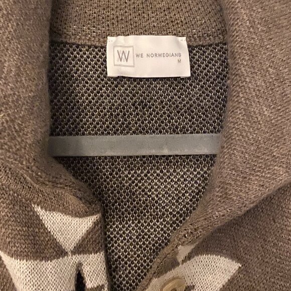 We Norwegians woman's Háldi tan brown wool cardigan sweater w/ belt sz medium - Picture 2 of 5